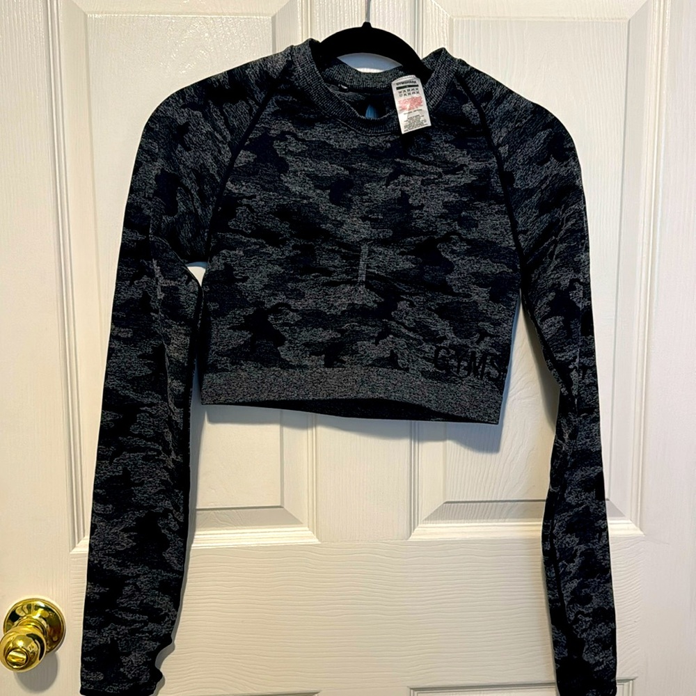 Gym shark crop top long sleeve workout top